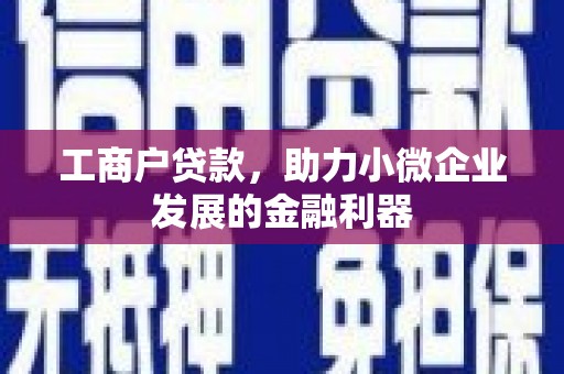 榕城工商户贷款，助力小微企业发展的金融利器
