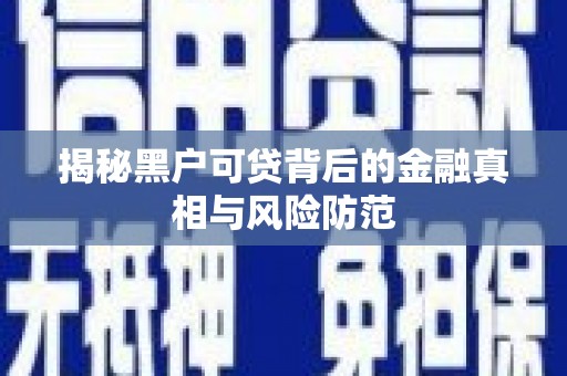 榕城揭秘黑户可贷背后的金融真相与风险防范