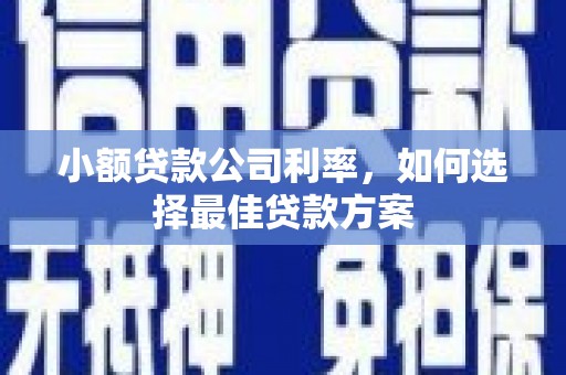 榕城小额贷款公司利率，如何选择最佳贷款方案