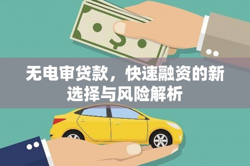 榕城无电审贷款，快速融资的新选择与风险解析