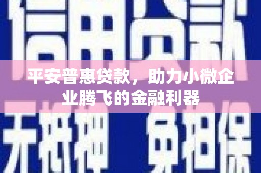 榕城平安普惠贷款，助力小微企业腾飞的金融利器